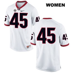 Women's Georgia Bulldogs NCAA #45 Reggie Carter Nike Stitched White Authentic No Name College Football Jersey QOT5754NG